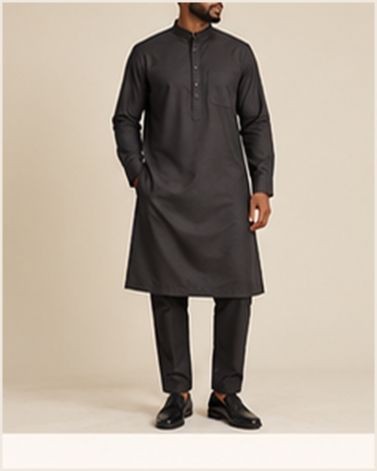 Black Men's Thobe Style Kurta