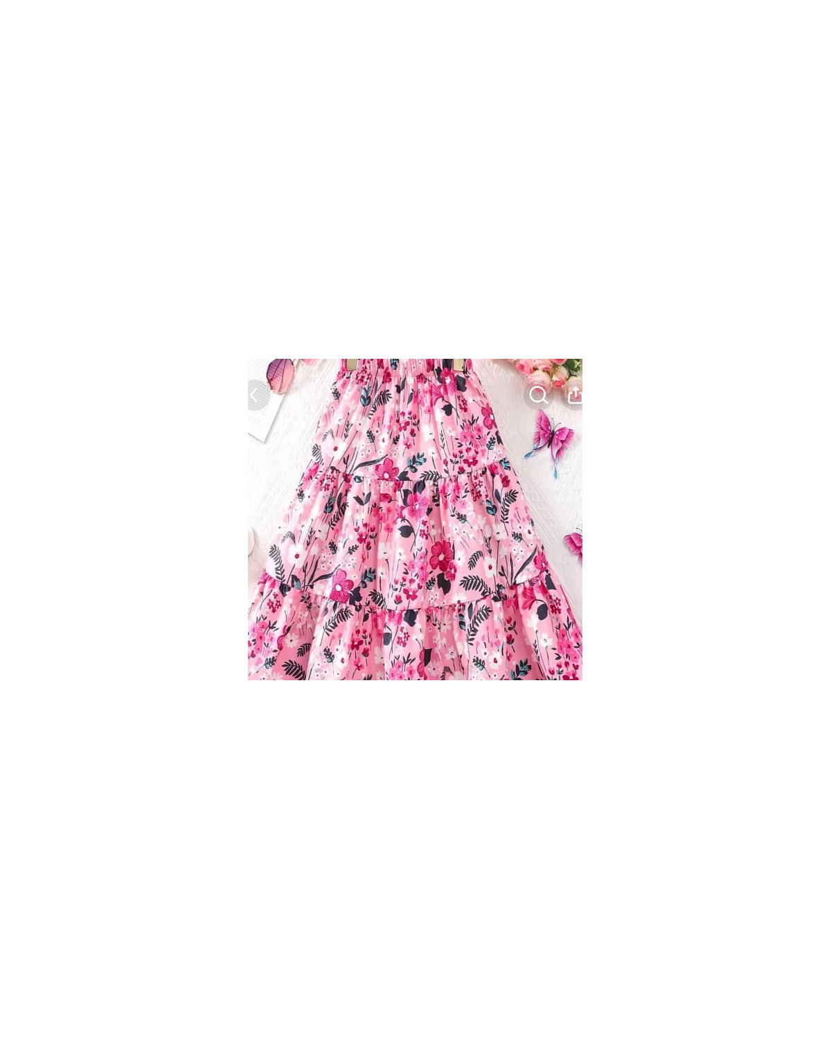 Girls Pink Floral Chiffon A-Line Skirt
