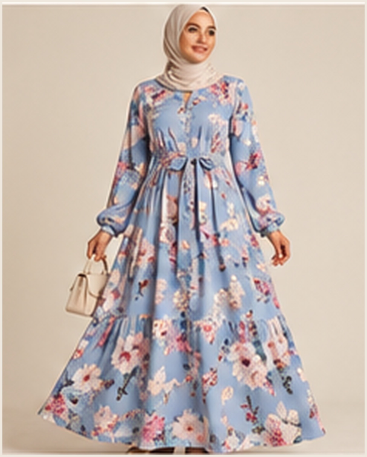 Blue Floral Modest Maxi Dress