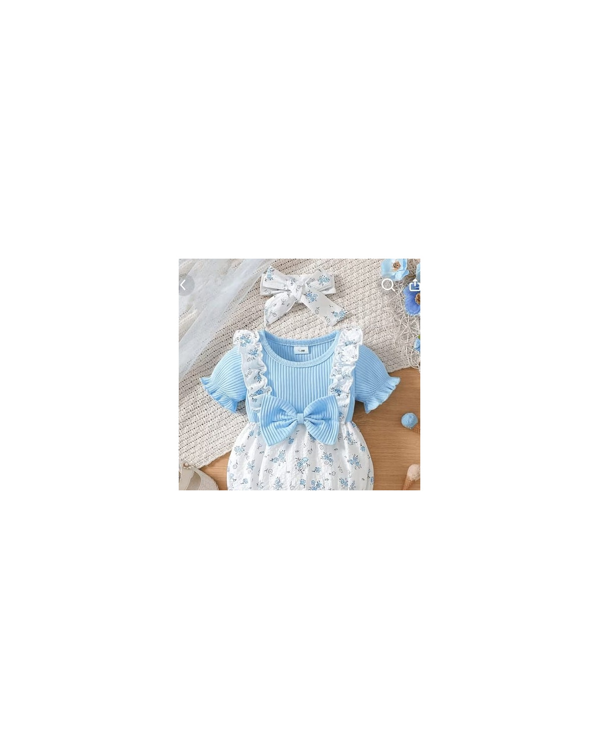 Girls Floral Bow Romper & Hair Tie Set
