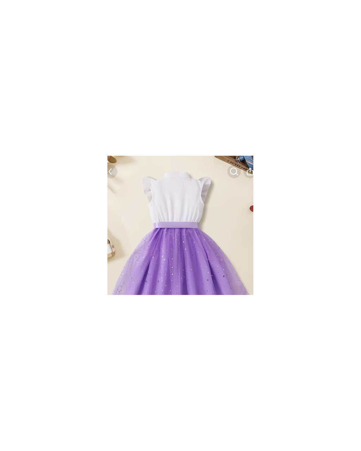 Girls Star Print Embroidered Mesh Dress