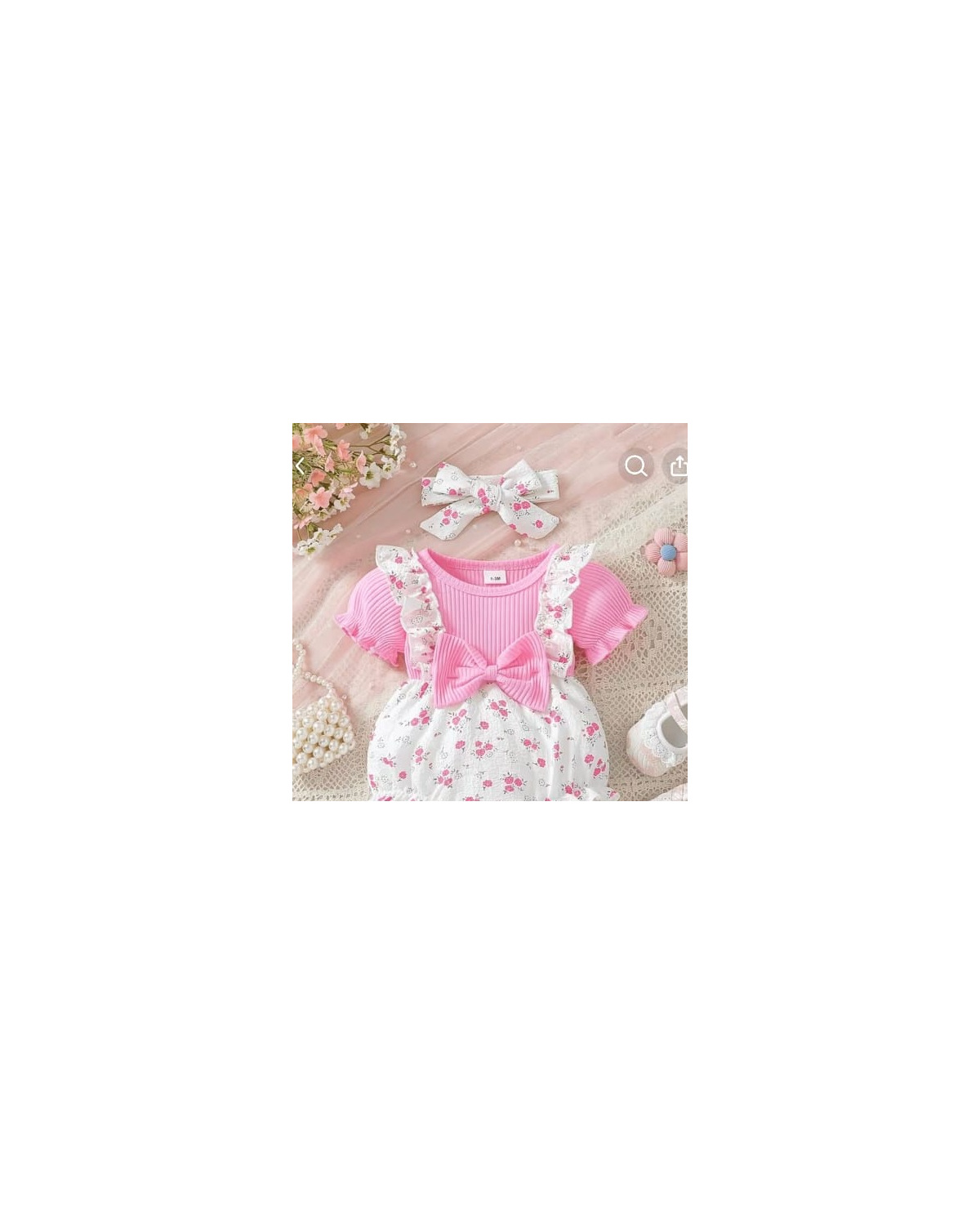 Girls Floral Bow Romper & Hair Tie Set