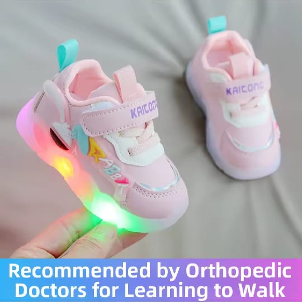 Kids Pink Light-Up Sneakers