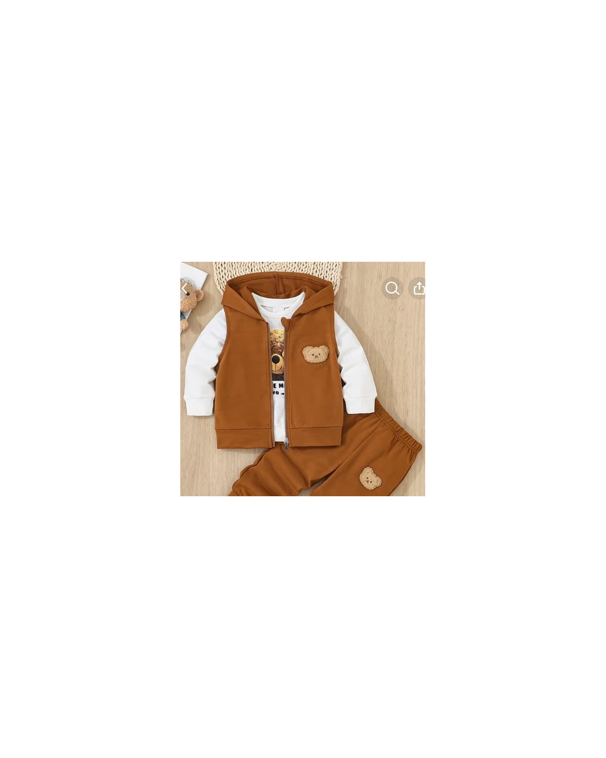 Baby Boy Bear Hoodie and Vest Set