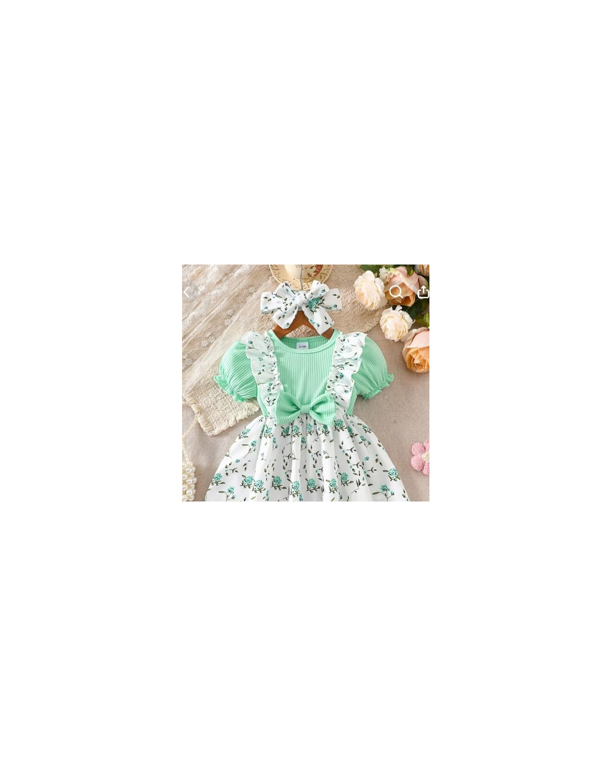 Girls Floral Puff-Sleeve Bow Dress