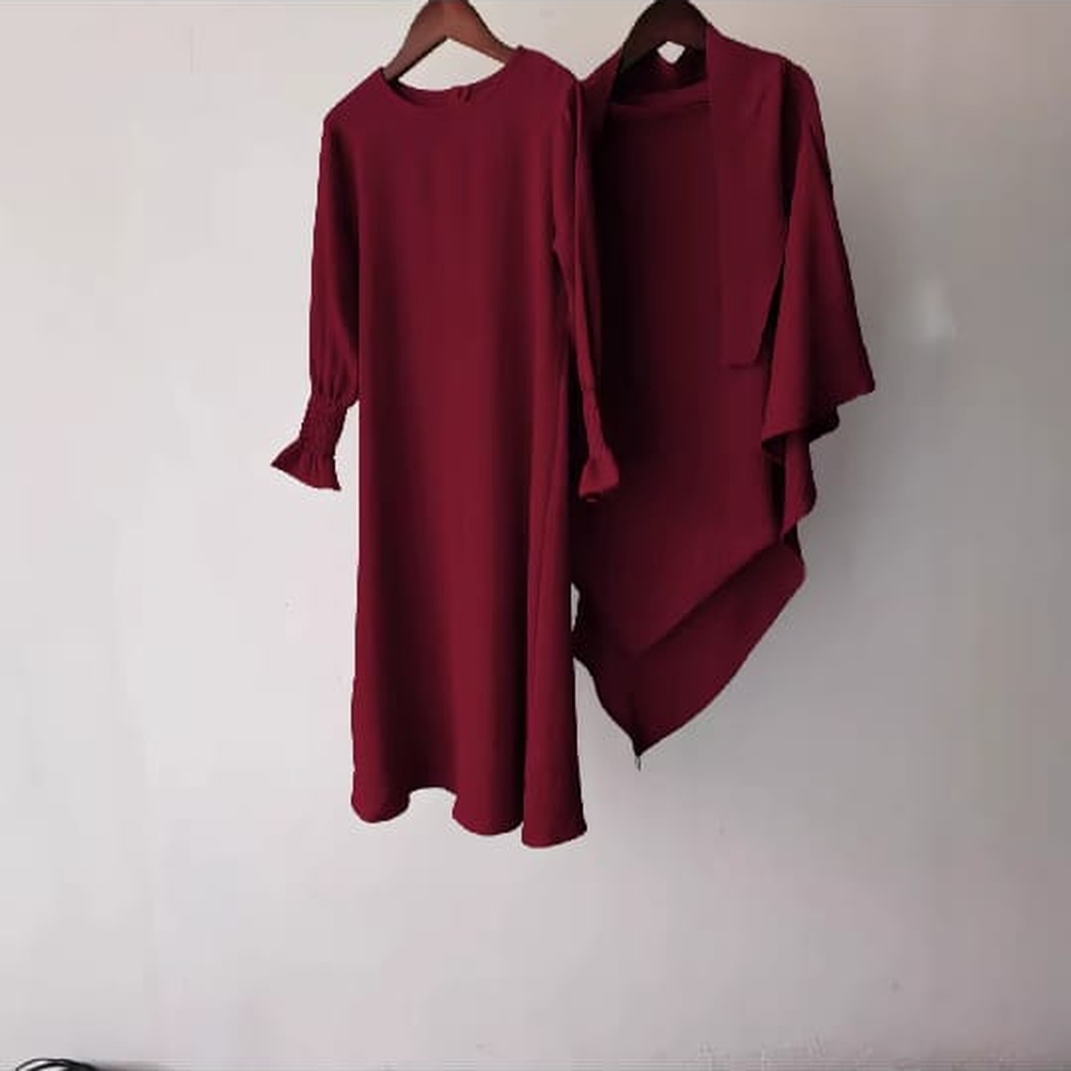 Girls Maroon Long Dress with Cape Top