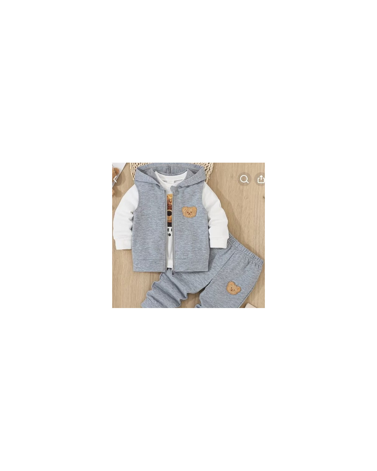 Baby Boy Bear Hoodie and Vest Set