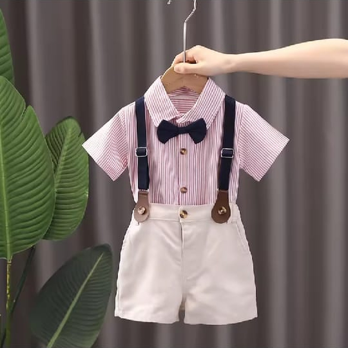 Boys Shirt, Suspender Shorts & Bow Tie Set
