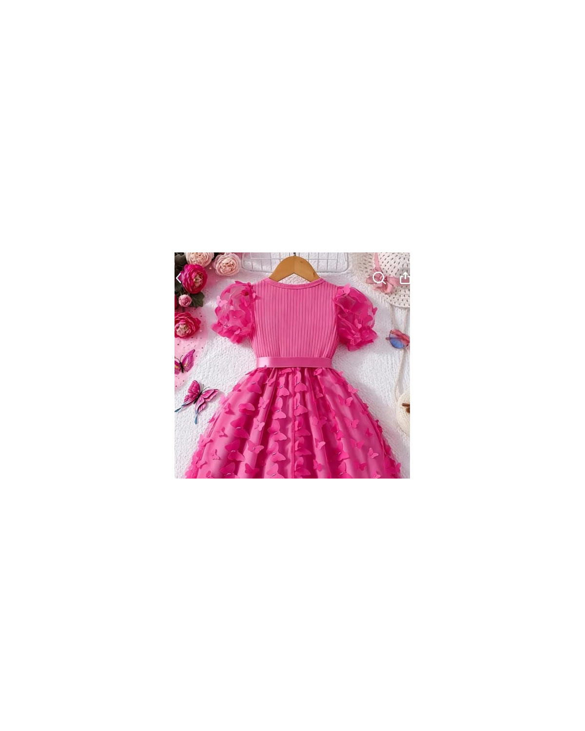 Girls Butterfly Mesh Short-Sleeve Dress