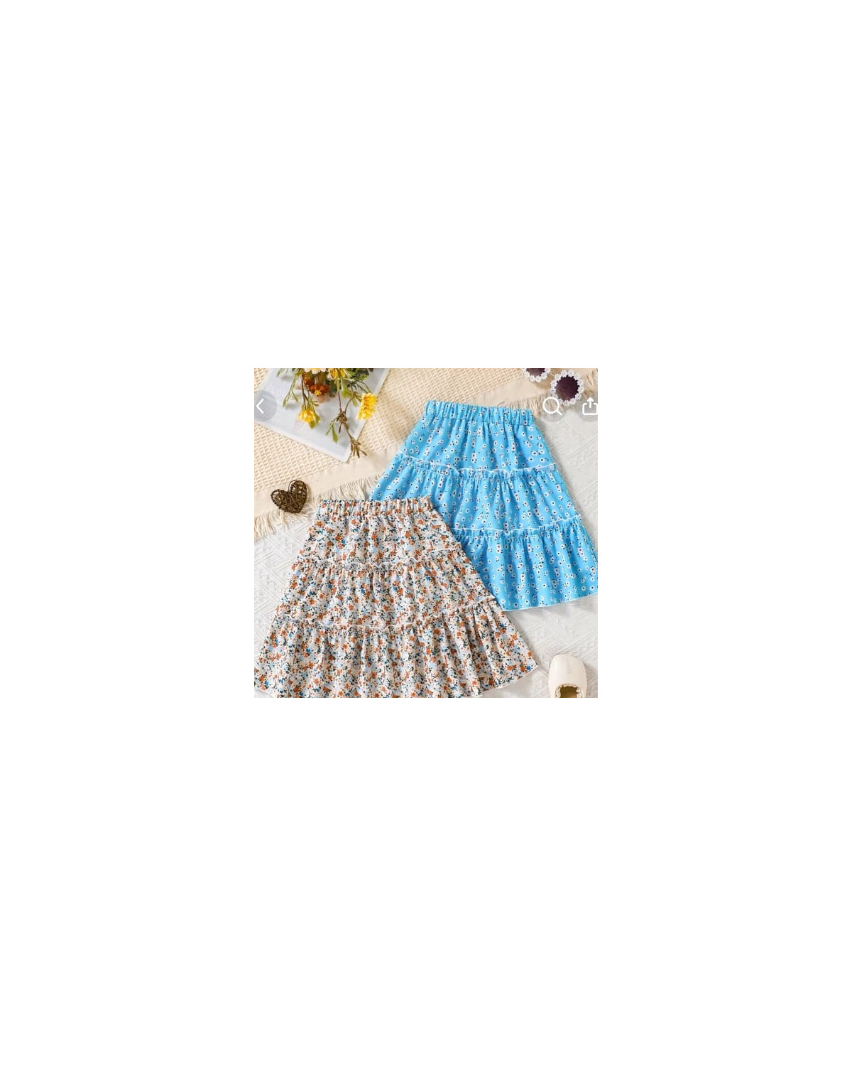 Girls Floral Asymmetrical Ruffle Skirt