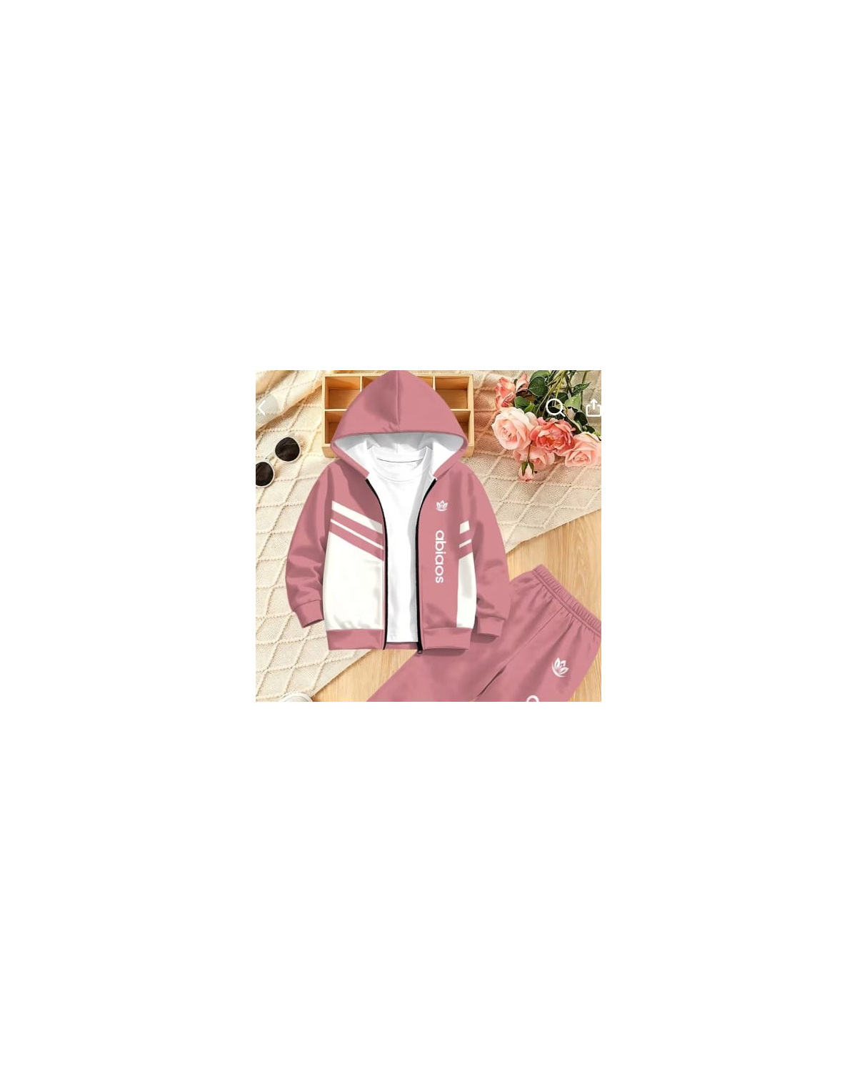 Girls Sporty Zipper Hooded Sweatshirt 2-Piece Set